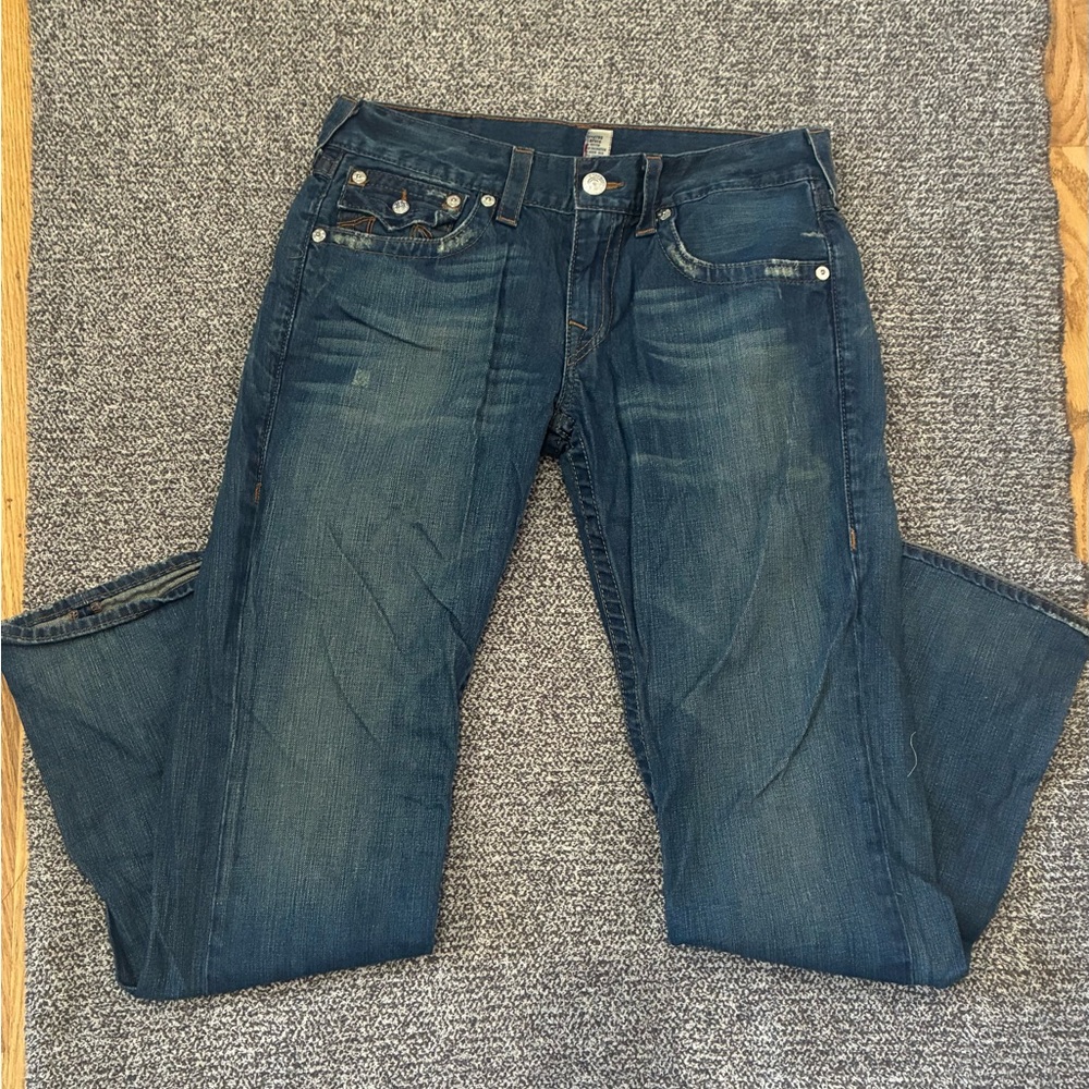 True Religion Men's Dark Blue Straight Jeans